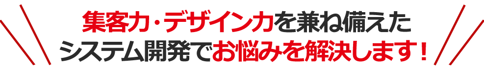 集客力・デザイン力を兼ね備えたシステム開発でお悩みを解決します!